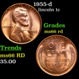 1955-d Lincoln Cent 1c Grades GEM+ Unc RD