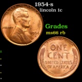 1954-s Lincoln Cent 1c Grades GEM+ Unc RB