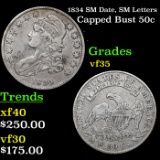 1834 SM Date, SM Letters Capped Bust Half Dollar 50c Grades vf++