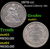 1876-cc Seated Liberty Dime 10c Grades Select Unc
