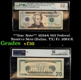 **Star Note** 2004A $20 Federal Reserve Note (Dallas, TX) Fr. 2092-K Grades vf++