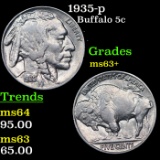 1935-p Buffalo Nickel 5c Grades Select+ Unc