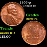 1953-p Lincoln Cent 1c Grades GEM+ Unc RD