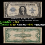 1923 $1 Large Size Blue Seal Silver Certificate, Fr-237, Sig. Speelman & White Grades vf+