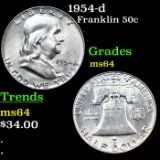 1954-d Franklin Half Dollar 50c Grades Choice Unc