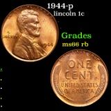 1944-p Lincoln Cent 1c Grades GEM+ Unc RB