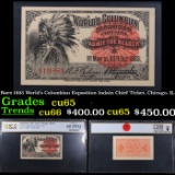 PCGS Rare 1893 World's Columbian Exposition Indain Chief Ticket, Chicago, IL Graded cu65 By PCGS