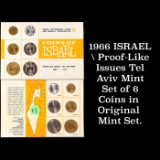 1966 Isreal Proof Like Issues Tel Aviv Mint Set of 6 Coins In Original mint  Set
