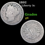 1892 Liberty Nickel 5c Grades g+