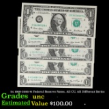 5x 1969-2006 $1 Federal Reserve Notes, All CU, All Different Series Grades Brilliant Uncirculated