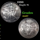 1986 Silver Eagle Dollar $1 Grades GEM++ Unc