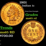 1901 Indian Cent 1c Grades GEM Unc RD
