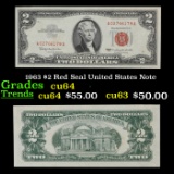 1963 $2 Red Seal United States Note Grades Choice CU