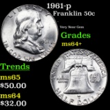1961-p Franklin Half Dollar 50c Grades Choice+ Unc