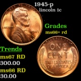 1945-p Lincoln Cent 1c Grades GEM++ RD