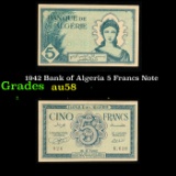 1942 Bank of Algeria 5 Francs Note Grades Choice AU/BU Slider