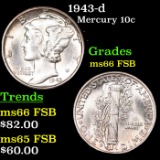 1943-d Mercury Dime 10c Grades GEM+ FSB