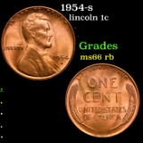 1954-s Lincoln Cent 1c Grades GEM+ Unc RB