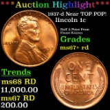 ***Auction Highlight*** 1937-d Lincoln Cent Near TOP POP! 1c Graded ms67+ rd BY SEGS (fc)