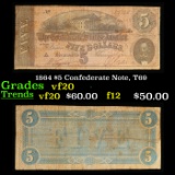 1864 $5 Confederate Note, T69 Grades vf, very fine