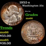 1952-s Washington Quarter 25c Grades GEM+ Unc