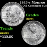 1923-s Monroe Old Commem Half Dollar 50c Graded ms64 BY SEGS