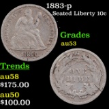 1883-p Seated Liberty Dime 10c Grades Select AU