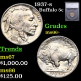 1937-s Buffalo Nickel 5c Graded ms66+ By SEGS