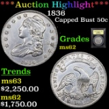 ***Auction Highlight*** 1836 Capped Bust Half Dollar 50c Graded Select Unc BY USCG (fc)