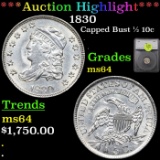 ***Auction Highlight*** 1830 Capped Bust Half Dime 1/2 10c Graded ms64 BY SEGS (fc)