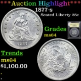 ***Auction Highlight*** 1877-s Seated Liberty Quarter 25c Graded Choice Unc BY USCG (fc)