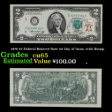 1976 $2 Federal Reserve Note 1st Day of Issue, with Stamp Grades Gem CU