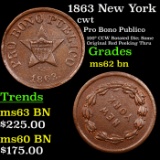 1863 New York Civil War Token 1c Grades Select Unc BN