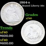 1864-s Seated Half Dollar 50c Grades xf