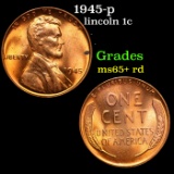1945-p Lincoln Cent 1c Grades Gem+ Unc RD