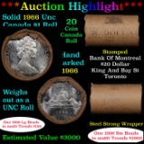 ***Auction Highlight*** Full Roll of Silver 1966 Canadian Dollar with Queen Elizabeth II, 20 Coins i