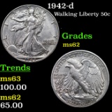 1942-d Walking Liberty Half Dollar 50c Grades Select Unc