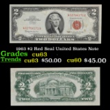 1963 $2 Red Seal United States Note Grades Select CU