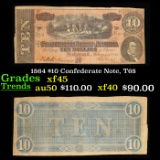1864 $10 Confederate Note, T68 Grades xf+