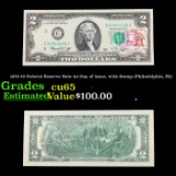 1976 $2 Federal Reserve Note 1st Day of Issue, with Stamp (Philadelphia, PA) Grades Gem CU