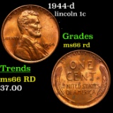 1944-d Lincoln Cent 1c Grades GEM+ Unc RD