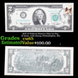 1976 $2 Federal Reserve Note 1st Day of Issue, with Stamp (Philadelphia, PA) Grades Gem CU