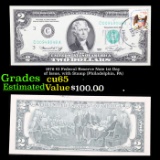 1976 $2 Federal Reserve Note 1st Day of Issue, with Stamp (Philadelphia, PA) Grades Gem CU