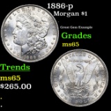 1886-p Morgan Dollar $1 Grades GEM Unc