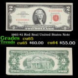 1963 $2 Red Seal United States Note Grades Gem CU