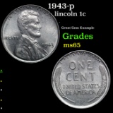 1943-p Lincoln Cent 1c Grades GEM Unc