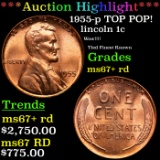 ***Auction Highlight*** 1955-p Lincoln Cent TOP POP! 1c Graded ms67+ rd BY SEGS (fc)