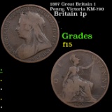 1897 Great Britain 1 Penny, Victoria KM-790 Grades f+