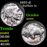 1937-d Buffalo Nickel 5c Grades Choice Unc