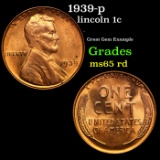 1939-p Lincoln Cent 1c Grades GEM Unc RD